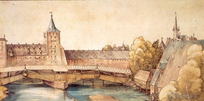 阿尔布雷特·丢勒 的各类绘画作品 -  《Hallerturlein,纽伦堡干船坞》