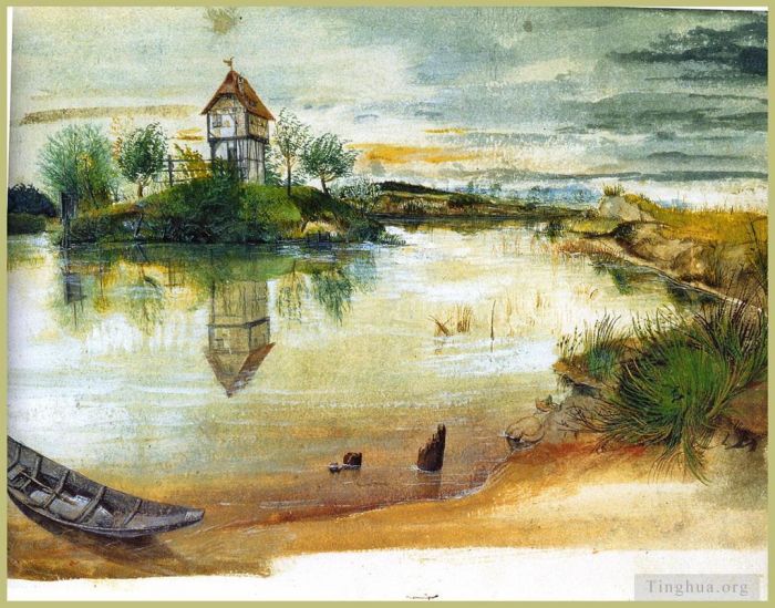 阿尔布雷特·丢勒 的各类绘画作品 -  《池塘边的房子》