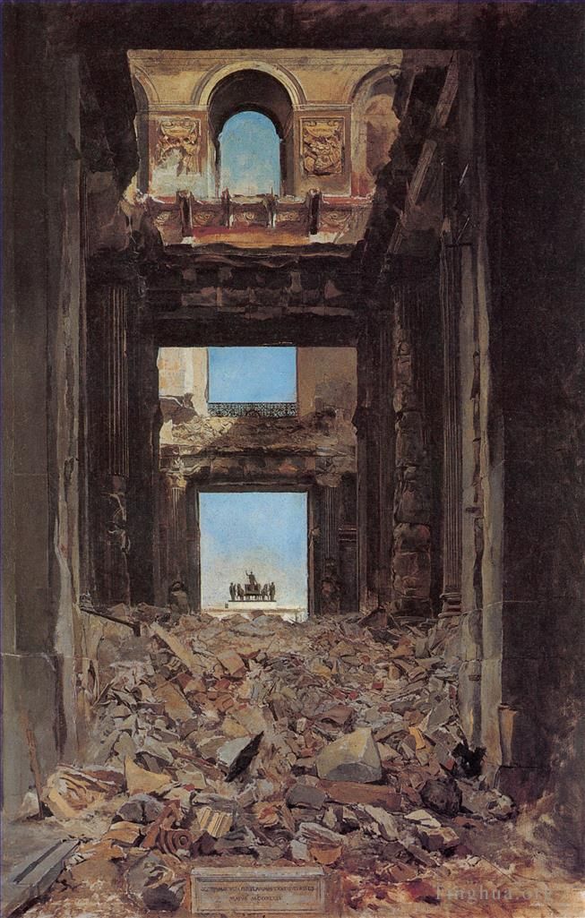 亚历山大·卡巴内尔 的油画作品 -  《梅索尼埃,公社后杜乐丽宫的废墟》