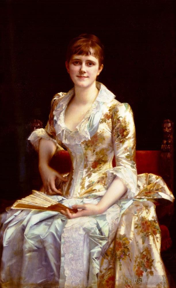 亚历山大·卡巴内尔 的油画作品 -  《年轻女士的肖像》