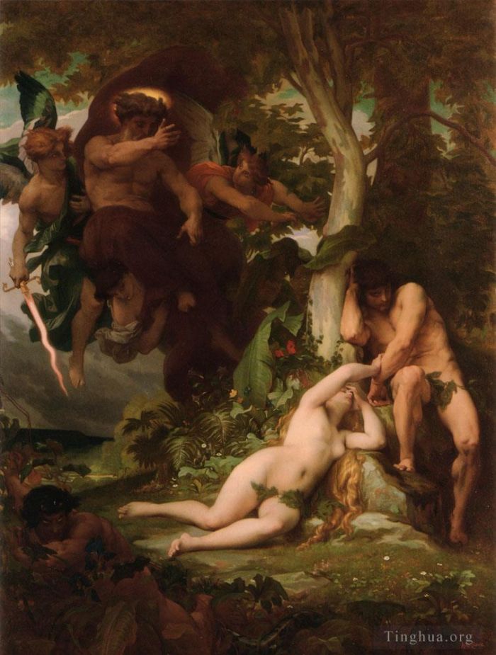 亚历山大·卡巴内尔 的油画作品 -  《亚当和夏娃被逐出天堂花园》