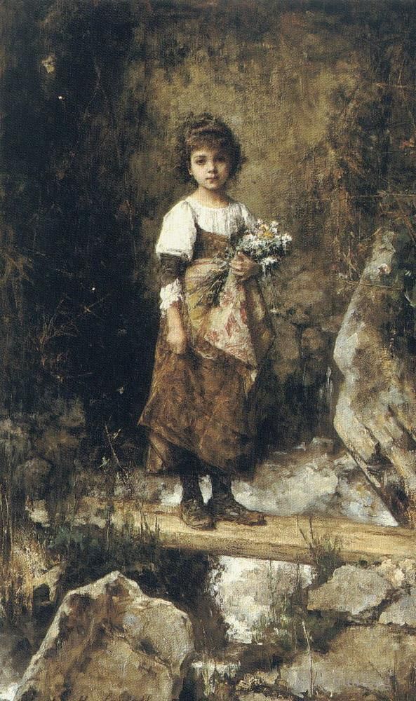 阿列克谢伊·哈拉莫夫 的油画作品 -  《天桥上的农家姑娘》