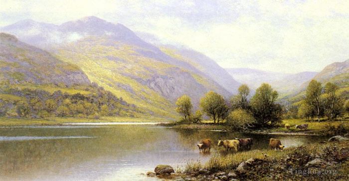 阿尔弗雷德·格伦德宁 的油画作品 -  《北威尔士,Capel,Curig,附近》