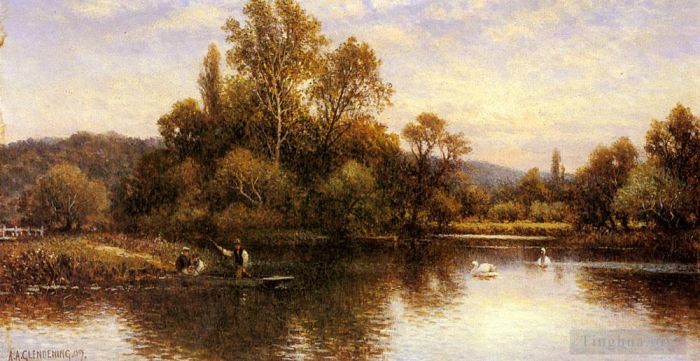 阿尔弗雷德·格伦德宁 的油画作品 -  《渡船;海运;水运》