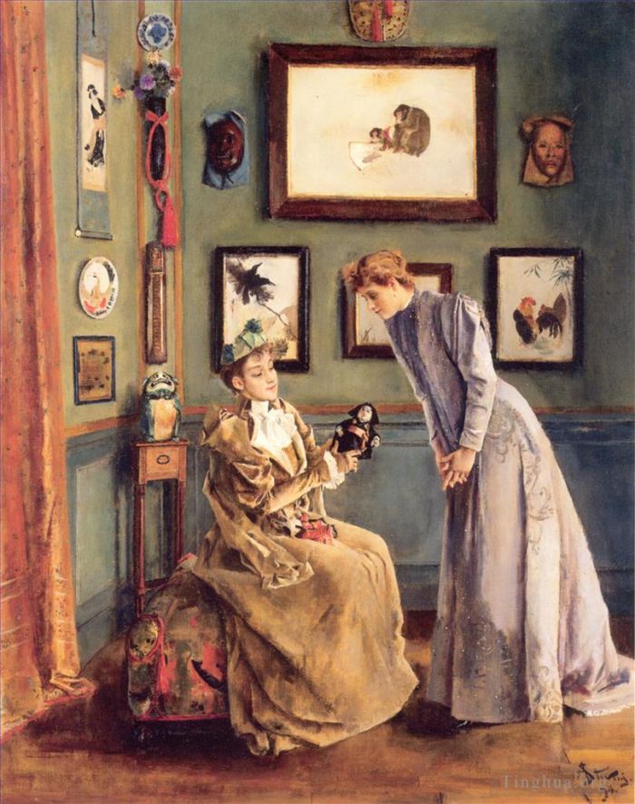 阿尔弗雷德·埃米尔·利奥波德·史蒂文斯 的油画作品 -  《日本女人》