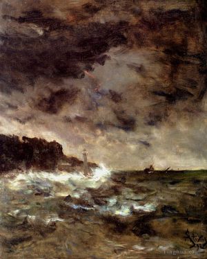 艺术家阿尔弗雷德·埃米尔·利奥波德·史蒂文斯作品《暴风雨之夜海景阿尔弗雷德史蒂文斯》