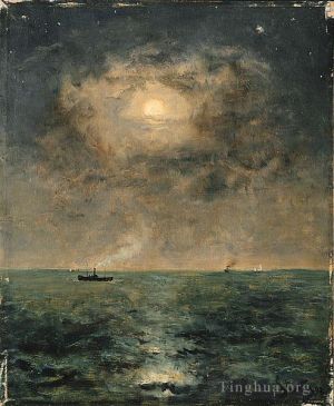 艺术家阿尔弗雷德·埃米尔·利奥波德·史蒂文斯作品《月光下的海景阿尔弗雷德史蒂文斯》