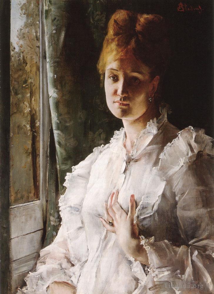 阿尔弗雷德·埃米尔·利奥波德·史蒂文斯作品《白衣女子肖像》