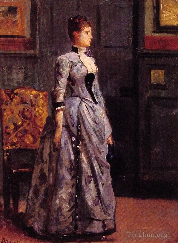 阿尔弗雷德·埃米尔·利奥波德·史蒂文斯作品《一个穿蓝色衣服的女人的肖像》