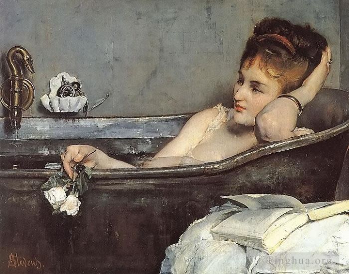 阿尔弗雷德·埃米尔·利奥波德·史蒂文斯 的油画作品 -  《洗澡》