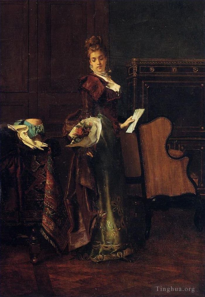 阿尔弗雷德·埃米尔·利奥波德·史蒂文斯 的油画作品 -  《情书》