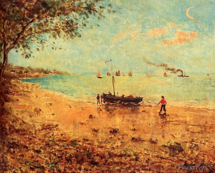 阿尔弗雷德·埃米尔·利奥波德·史蒂文斯 的油画作品 -  《诺曼底海滩》