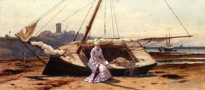 阿尔弗雷德·汤普森·布瑞彻 的油画作品 -  《沉思的时刻》
