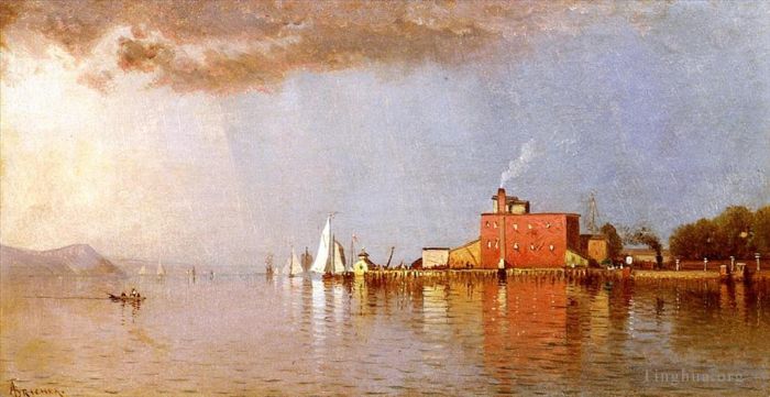阿尔弗雷德·汤普森·布瑞彻 的油画作品 -  《沿着哈德逊河》