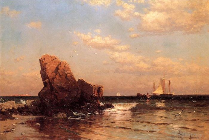 阿尔弗雷德·汤普森·布瑞彻 的油画作品 -  《在岸边》