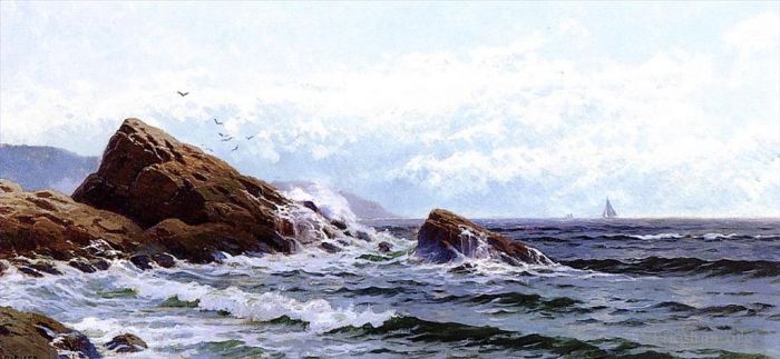 阿尔弗雷德·汤普森·布瑞彻 的油画作品 -  《汹涌的波浪》