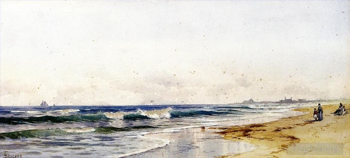 阿尔弗雷德·汤普森·布瑞彻 的油画作品 -  《远洛克威海滩》