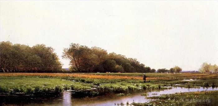 阿尔弗雷德·汤普森·布瑞彻 的油画作品 -  《马萨诸塞州旧纽伯里波特草地上的猎人》