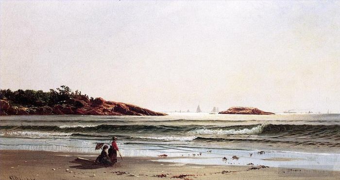 阿尔弗雷德·汤普森·布瑞彻 的油画作品 -  《印度岩,纳拉甘西特湾》