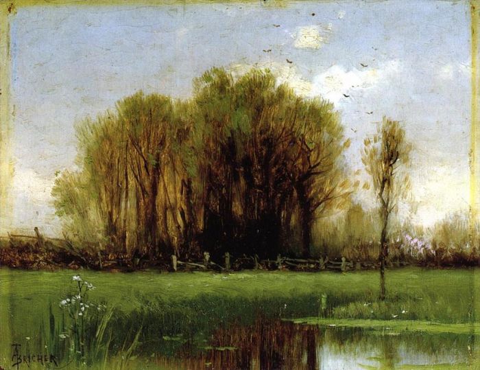 阿尔弗雷德·汤普森·布瑞彻 的油画作品 -  《风景与水》