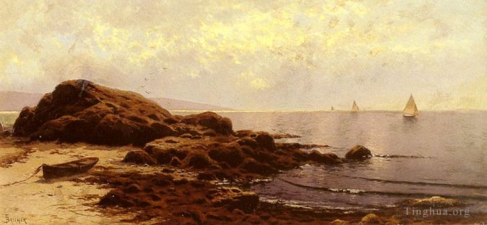 阿尔弗雷德·汤普森·布瑞彻 的油画作品 -  《退潮贝利岛缅因州》