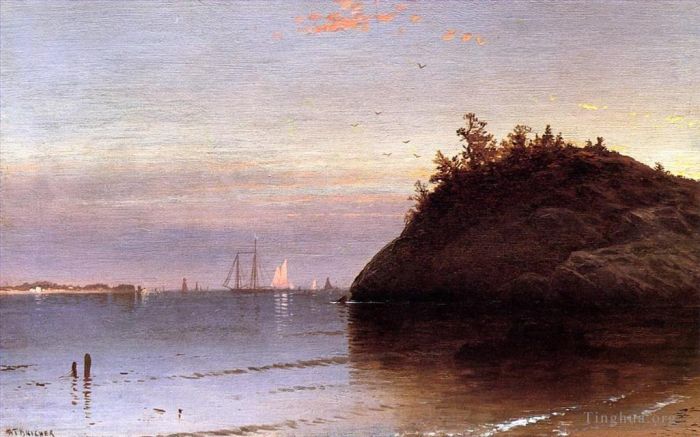 阿尔弗雷德·汤普森·布瑞彻 的油画作品 -  《纳拉甘西特湾》