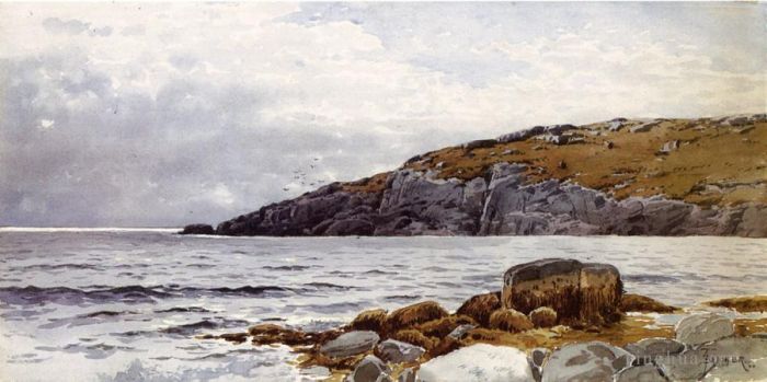 阿尔弗雷德·汤普森·布瑞彻 的油画作品 -  《岩石海岸线》
