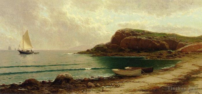 阿尔弗雷德·汤普森·布瑞彻 的油画作品 -  《多莉和帆船的海景》