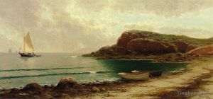 艺术家阿尔弗雷德·汤普森·布瑞彻作品《多莉和帆船的海景》