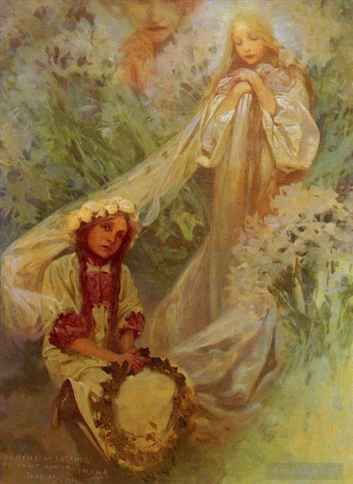 阿尔丰斯·玛利亚·慕夏 的油画作品 -  《百合花玛丽亚·麦当娜》