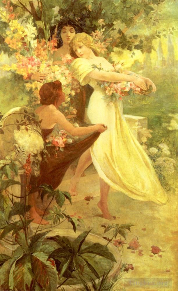 阿尔丰斯·玛利亚·慕夏 的油画作品 -  《春天的精神》