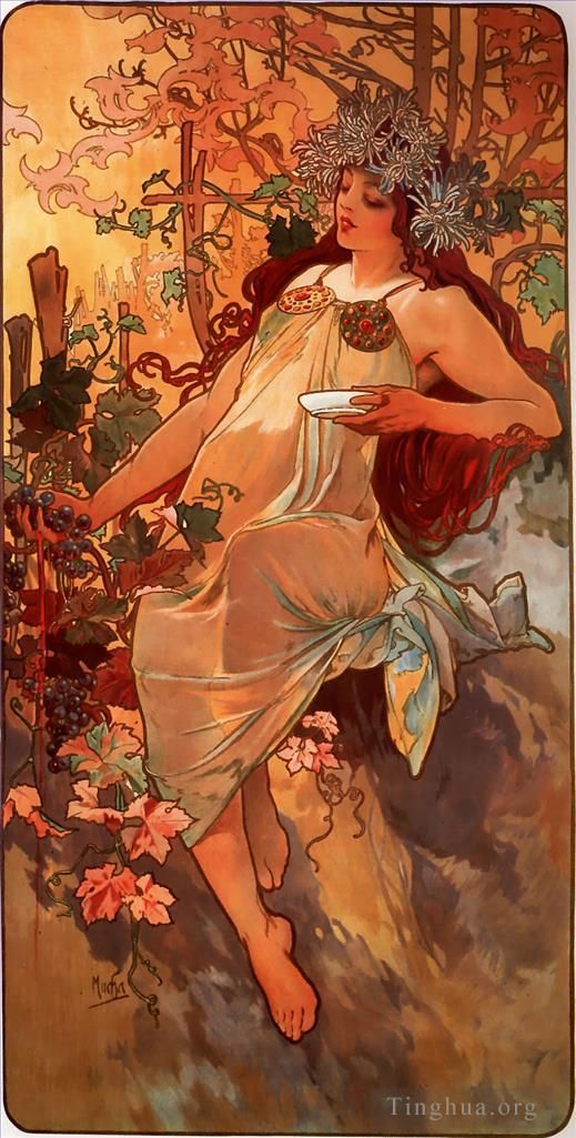 阿尔丰斯·玛利亚·慕夏 的各类绘画作品 -  《1896年秋季面板》