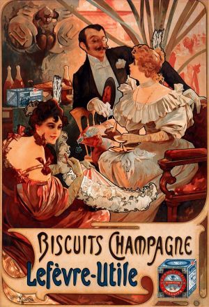 艺术家阿尔丰斯·玛利亚·慕夏作品《饼干香槟,LefevreUtile,1896》