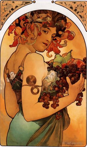 艺术家阿尔丰斯·玛利亚·慕夏作品《水果189石版》
