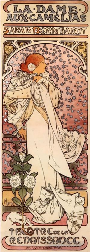 艺术家阿尔丰斯·玛利亚·慕夏作品《茶花夫人,1896》