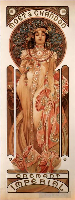 艺术家阿尔丰斯·玛利亚·慕夏作品《酩悦香槟帝国起泡酒,1899》