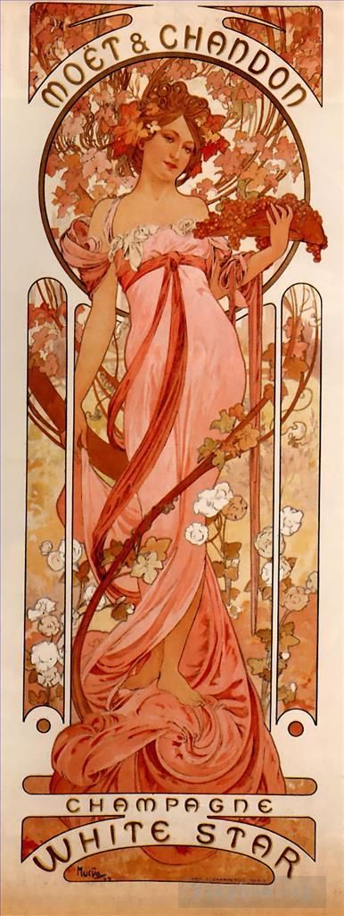 阿尔丰斯·玛利亚·慕夏 的各类绘画作品 -  《酩悦香槟白星,1899》
