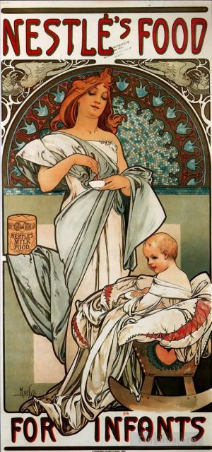 艺术家阿尔丰斯·玛利亚·慕夏作品《雀巢婴儿食品,1897》