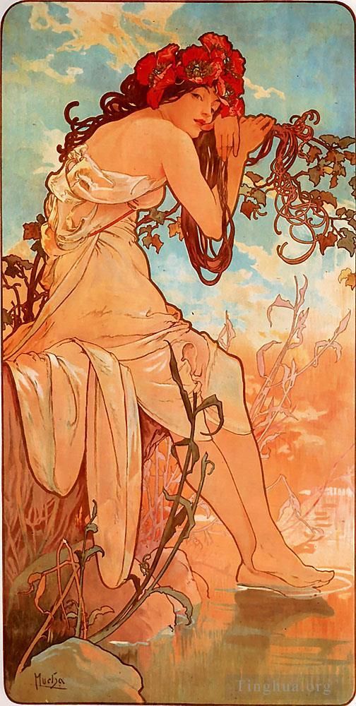 阿尔丰斯·玛利亚·慕夏 的各类绘画作品 -  《1896年夏季面板》