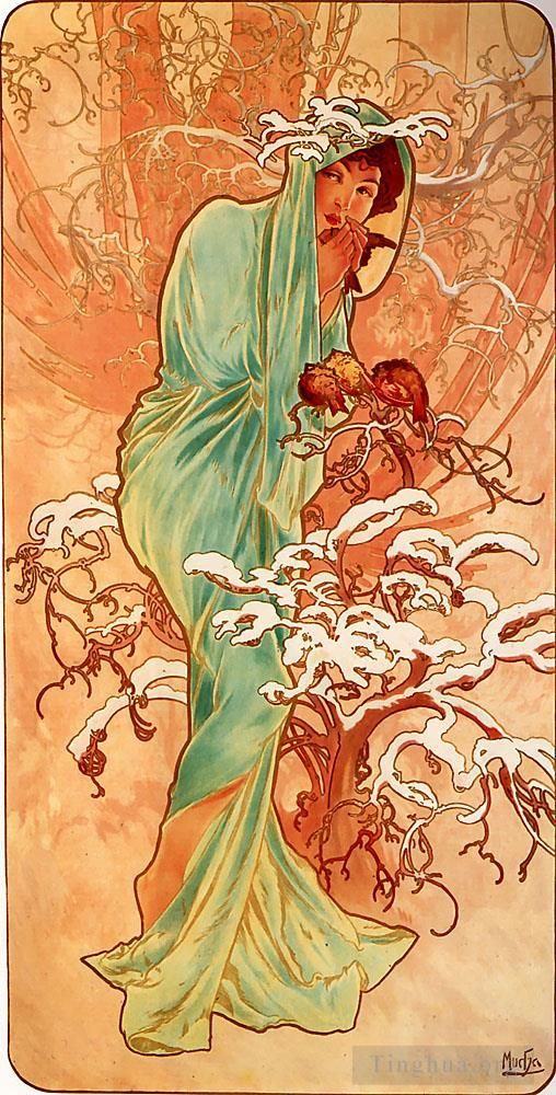 阿尔丰斯·玛利亚·慕夏 的各类绘画作品 -  《1896,年冬季面板》