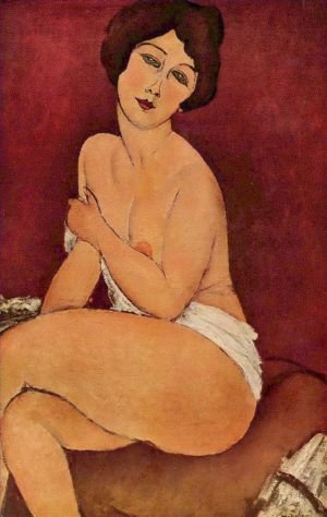 艺术家阿米迪欧·克莱门特·莫迪利亚尼作品《裸体坐在沙发上》