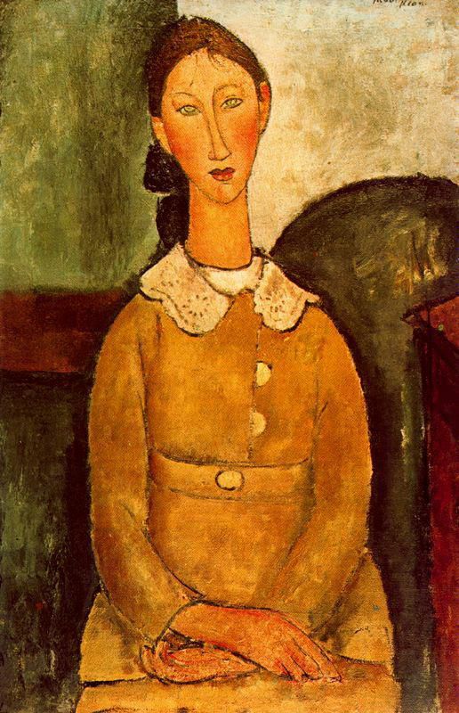 阿米迪欧·克莱门特·莫迪利亚尼 的油画作品 -  《穿黄裙子的女孩,1917》