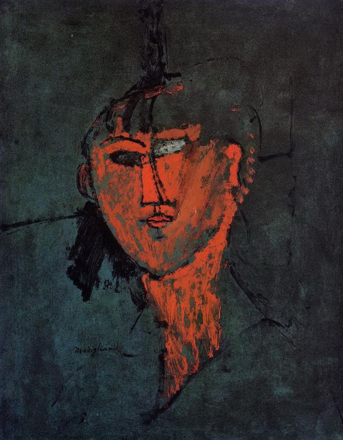 阿米迪欧·克莱门特·莫迪利亚尼 的油画作品 -  《一个头,1915》