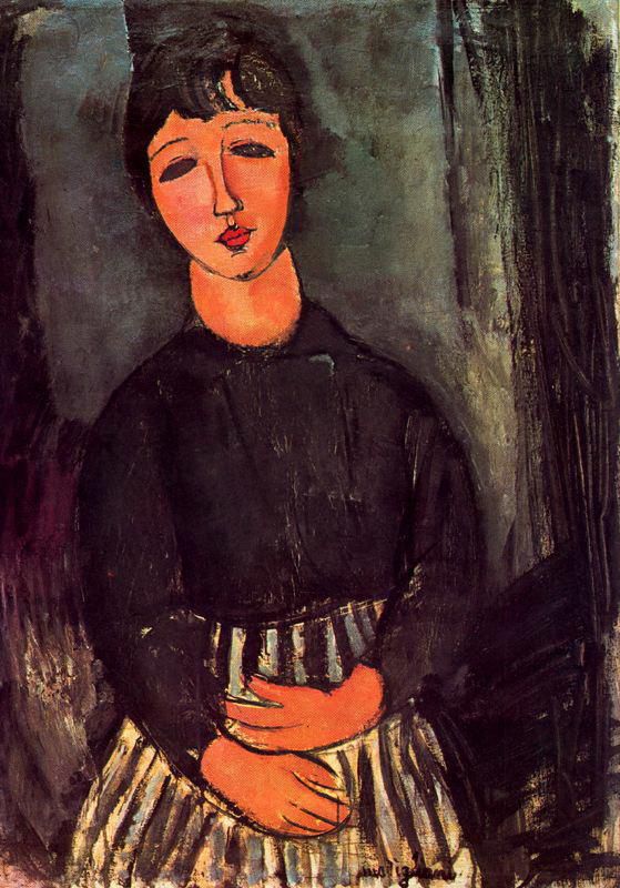 阿米迪欧·克莱门特·莫迪利亚尼 的油画作品 -  《一个年轻的女孩,1916》