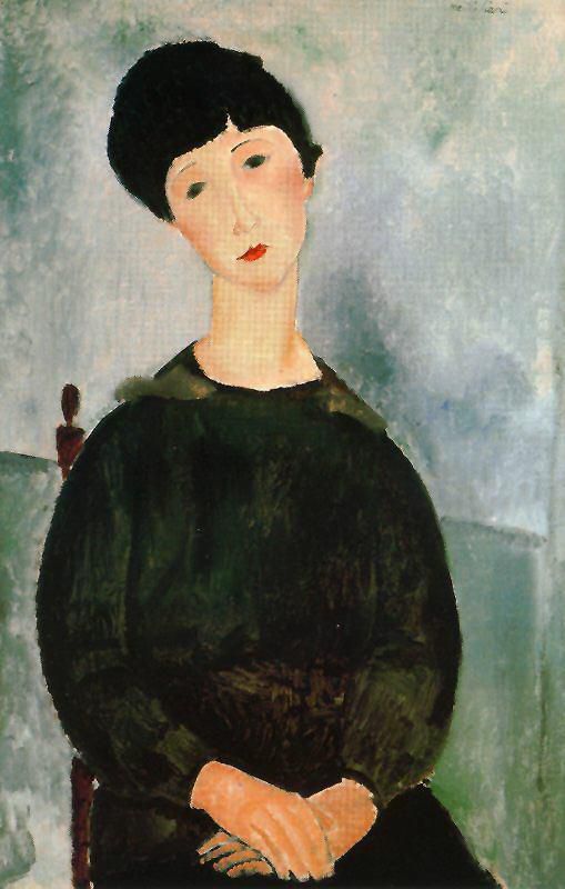 阿米迪欧·克莱门特·莫迪利亚尼 的油画作品 -  《一个年轻的女孩,1918》