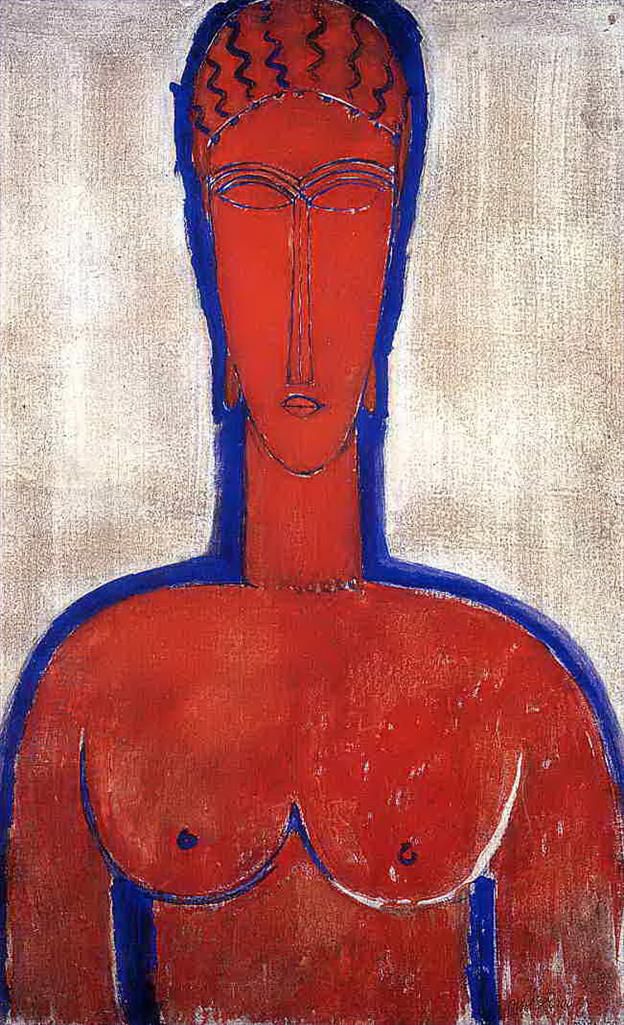 阿米迪欧·克莱门特·莫迪利亚尼 的油画作品 -  《大红色胸像利奥波德二世,1913》