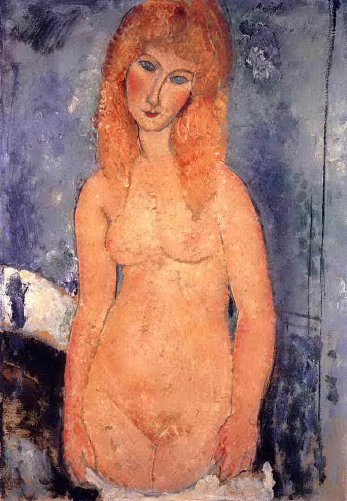 阿米迪欧·克莱门特·莫迪利亚尼 的油画作品 -  《金发女郎,裸体,1917》