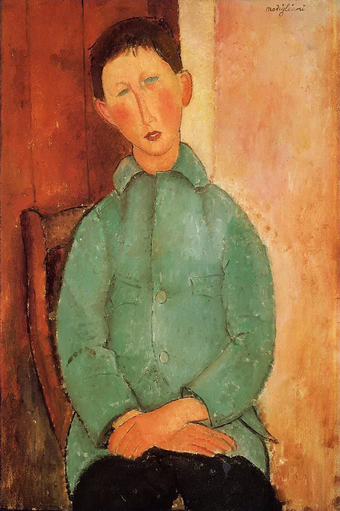 阿米迪欧·克莱门特·莫迪利亚尼 的油画作品 -  《穿蓝色衬衫的男孩》