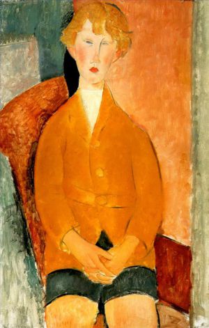 艺术家阿米迪欧·克莱门特·莫迪利亚尼作品《穿短裤的男孩,1918》