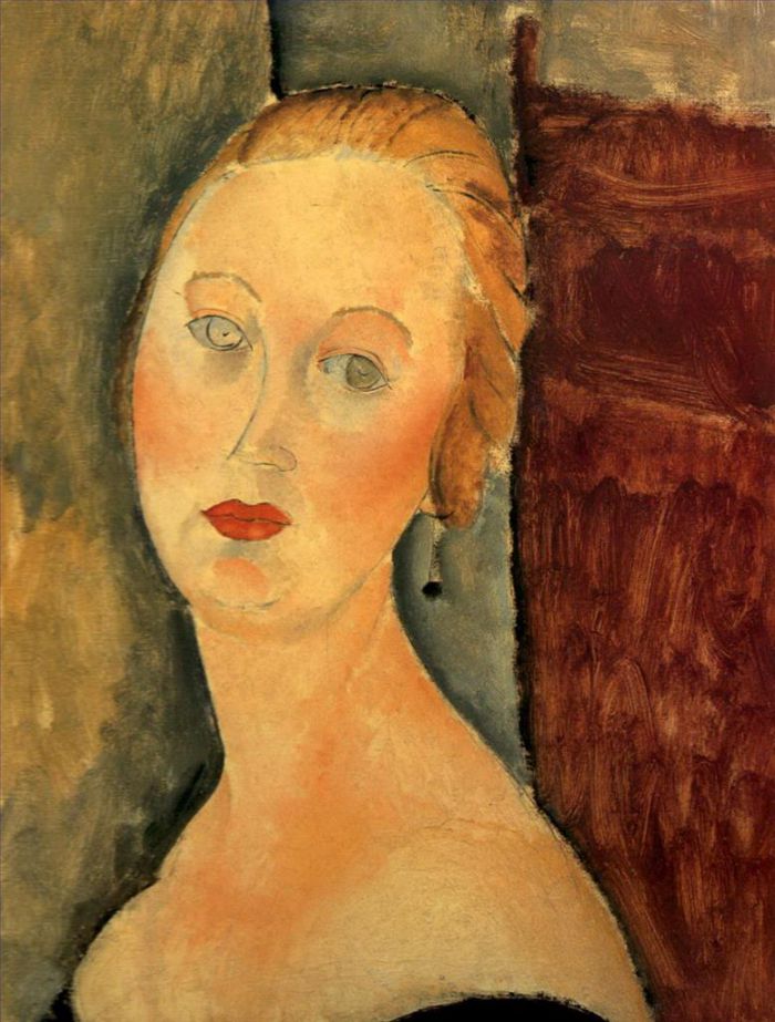 阿米迪欧·克莱门特·莫迪利亚尼 的油画作品 -  《Germaine,Survage,耳环,1918》